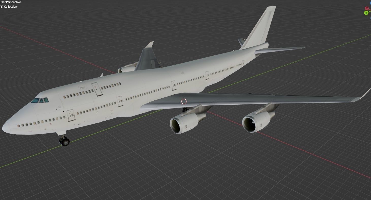 B747-400 static low poly Low-poly 3D model_7