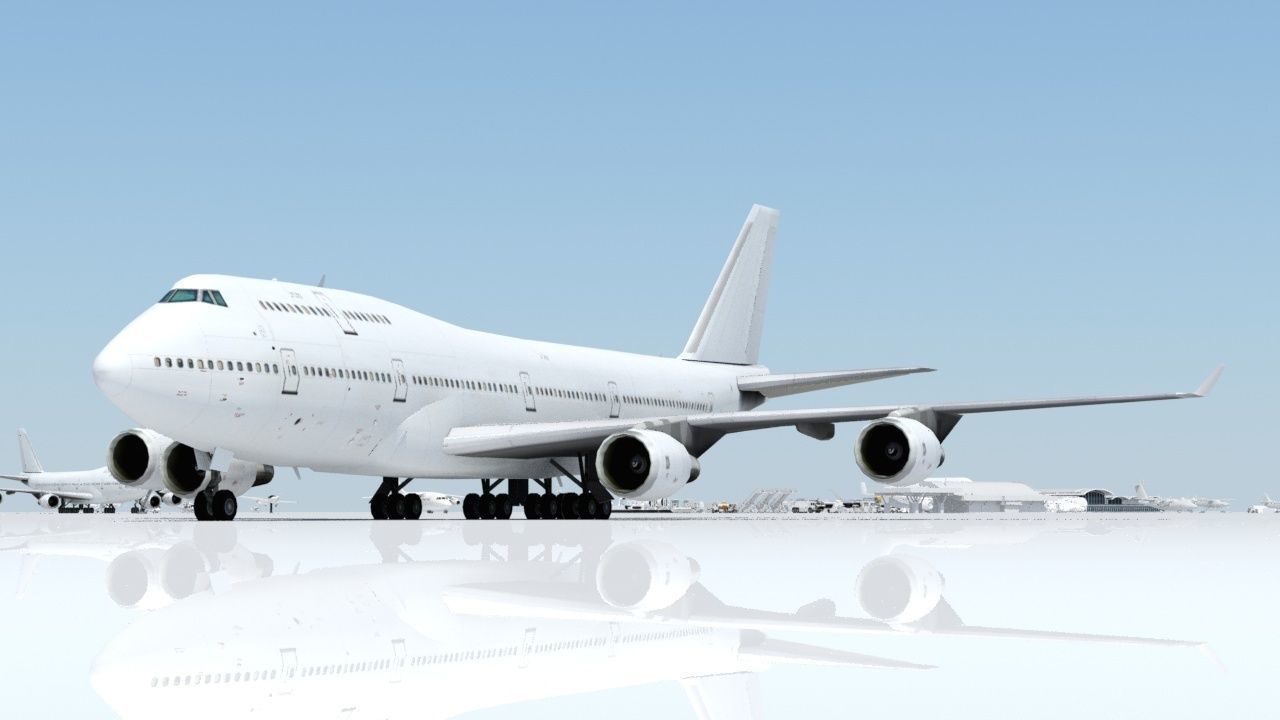 B747-400 static low poly Low-poly 3D model_5