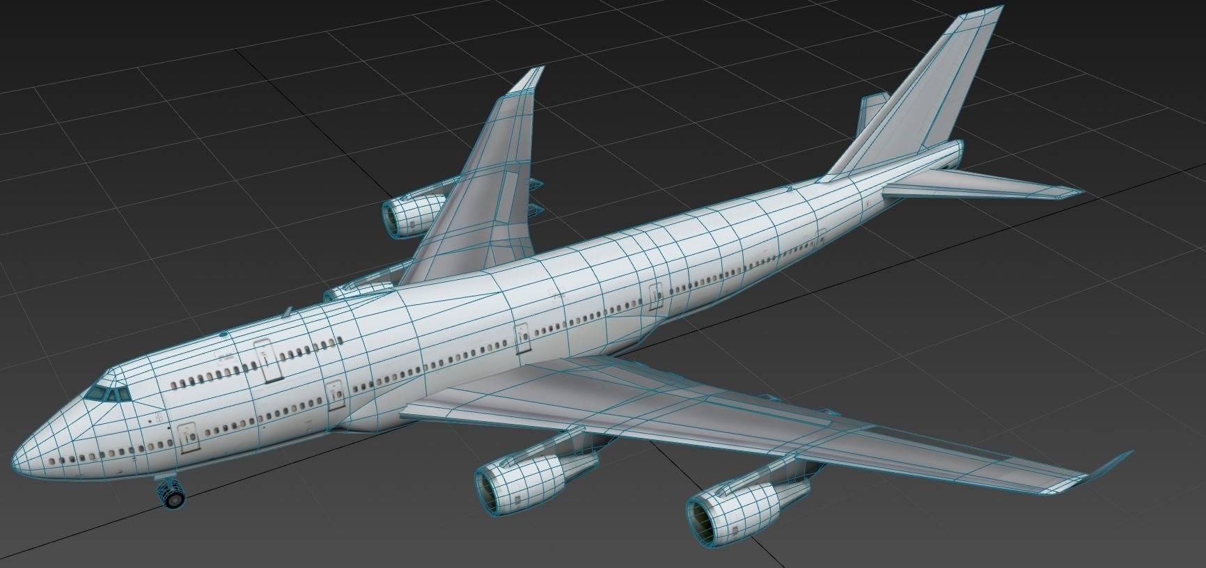 B747-400 static low poly Low-poly 3D model_9