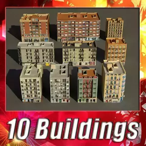 Building Collection 91 - 100 Low-poly 3D model