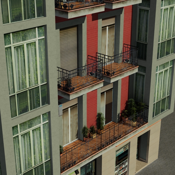 Building Collection 91 - 100 Low-poly 3D model_41