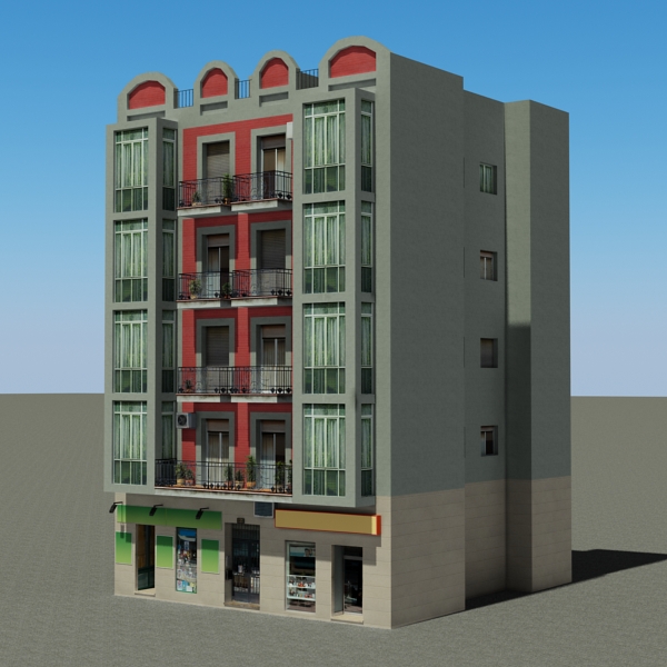 Building Collection 91 - 100 Low-poly 3D model_36