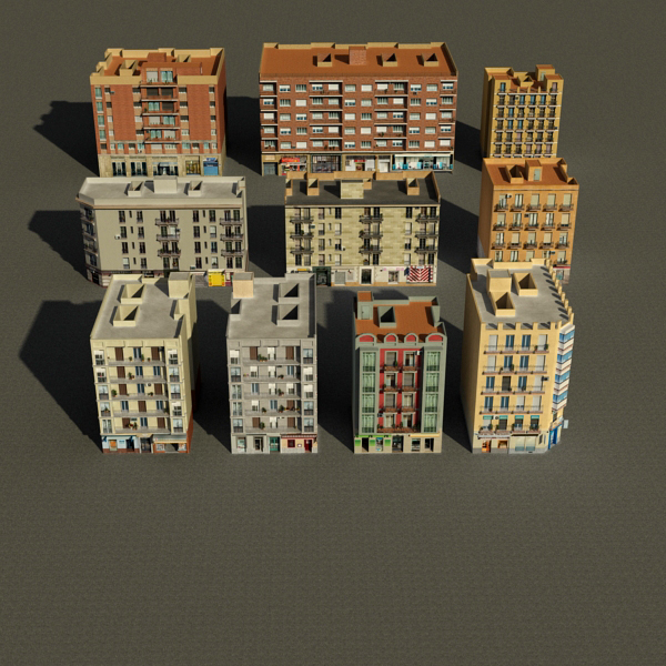 Building Collection 91 - 100 Low-poly 3D model_1