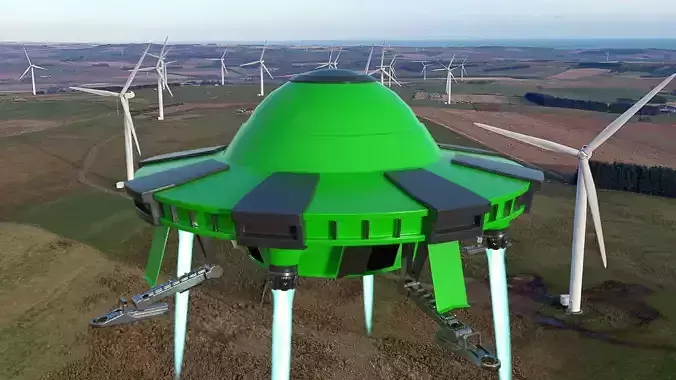 Animated UFO Low-poly 3D model