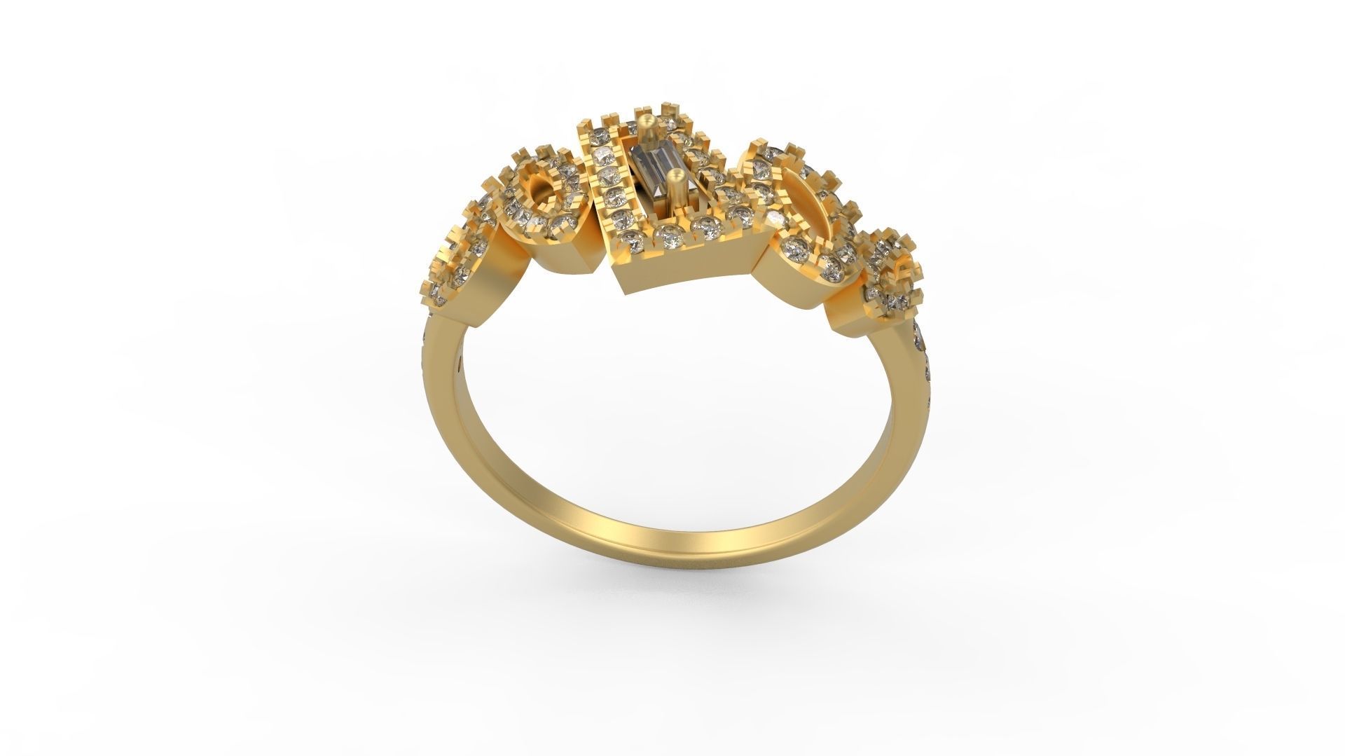 Woman Solitaire Ring 573 3D print model_3