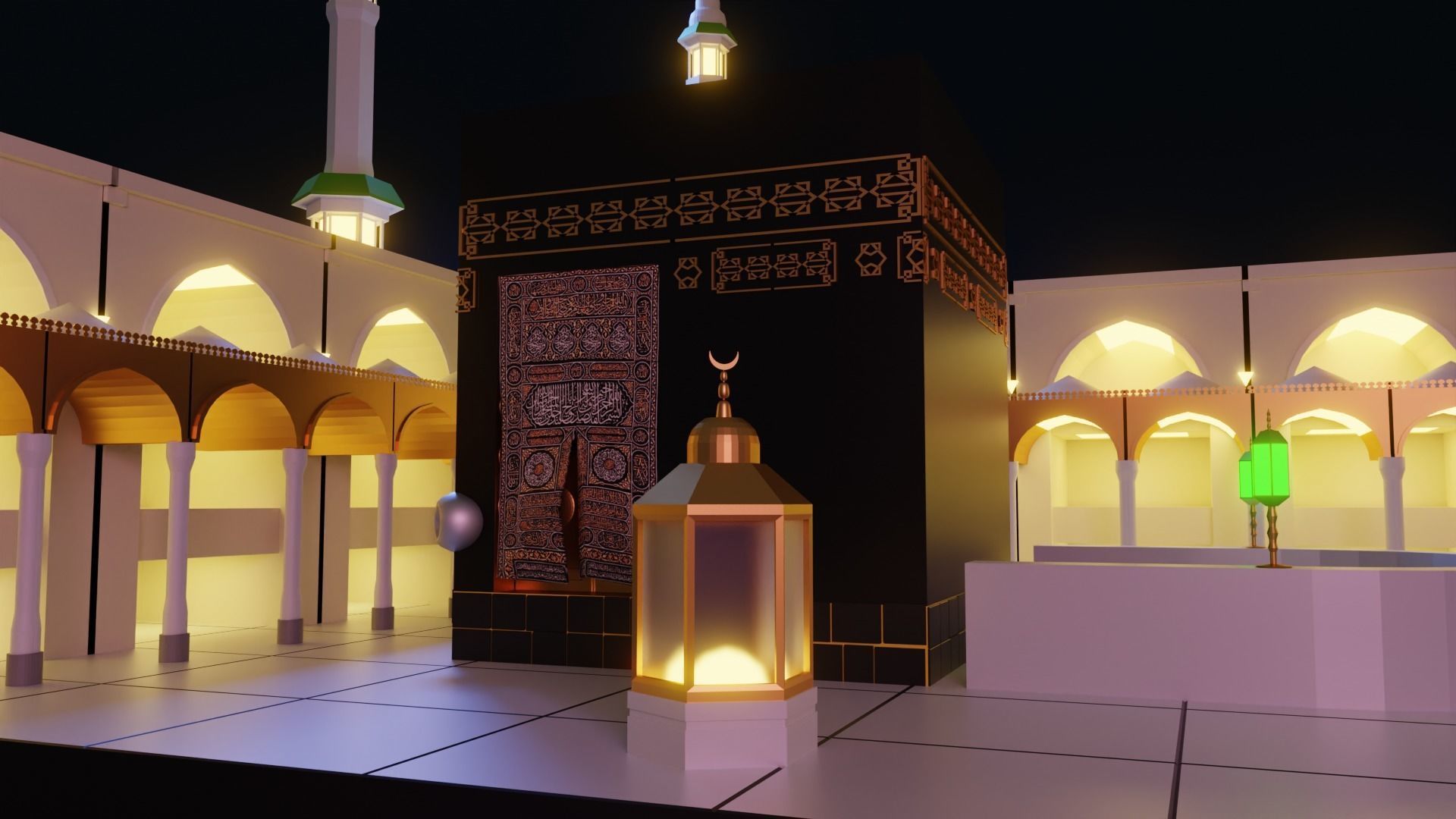 Kaabah Lowpoly Isometric Low-poly 3D model_2
