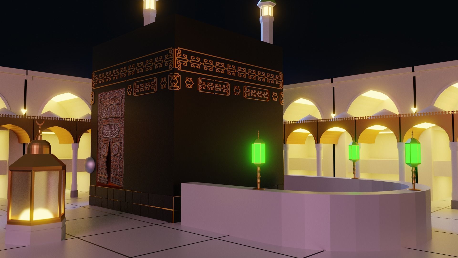 Kaabah Lowpoly Isometric Low-poly 3D model_3