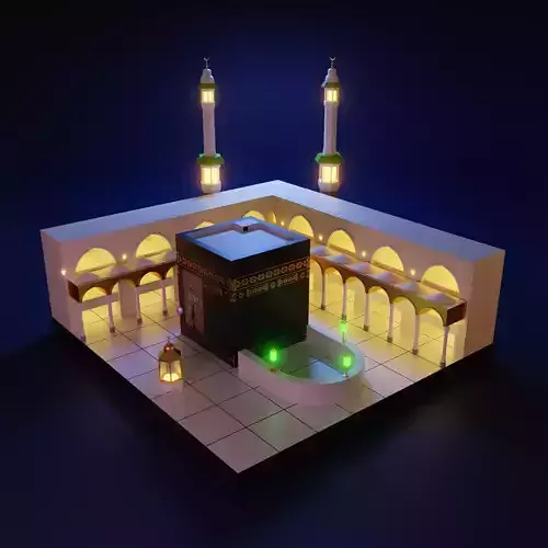 Kaabah Lowpoly Isometric