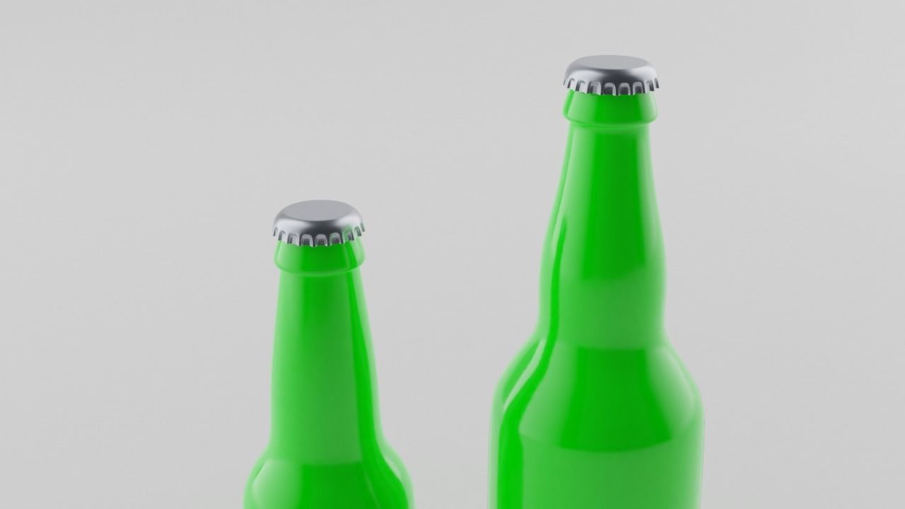 Two beer bottles Low-poly 3D model_3