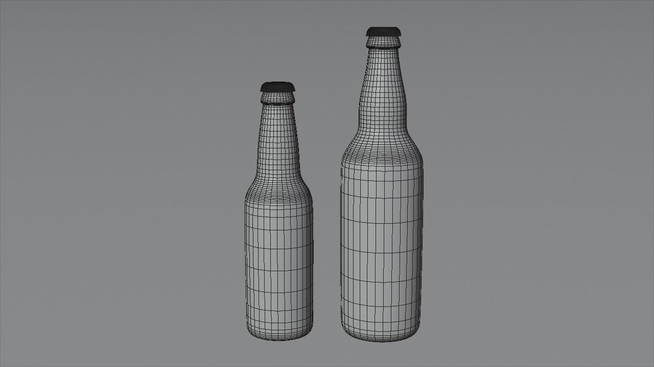Two beer bottles Low-poly 3D model_5