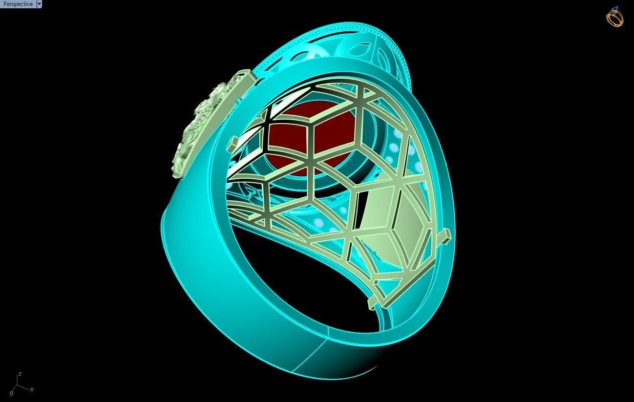 Dragon Ring - Oval stone ring - N2320 3D print model_8