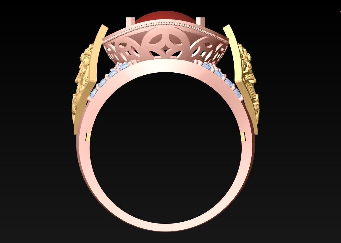 Dragon Ring - Oval stone ring - N2320 3D print model_6