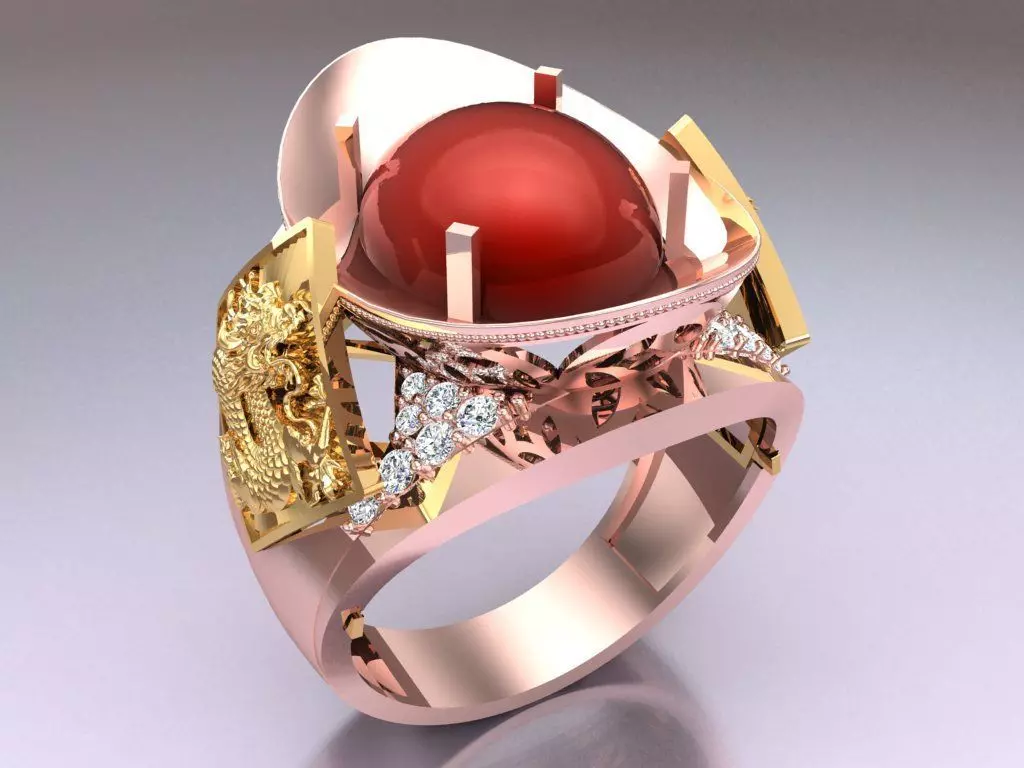 Dragon Ring - Oval stone ring - N2320 3D print model_0