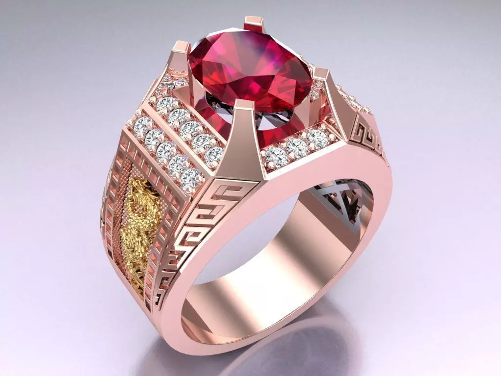 Dragon Phoenix Ring - Oval stone Ring - N1852 3D print model