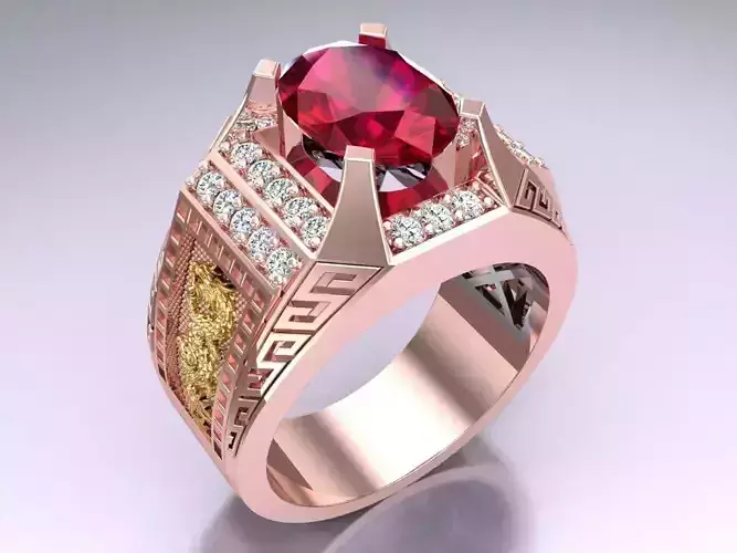 Dragon Phoenix Ring - Oval stone Ring - N1852