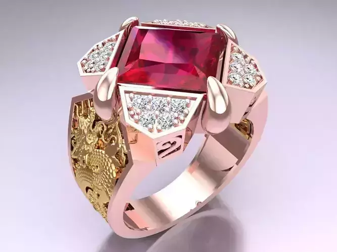 Dragon Ring - Square Stone Ring - N1142