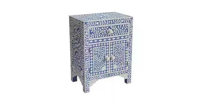 Blue Floral Bed Side Table