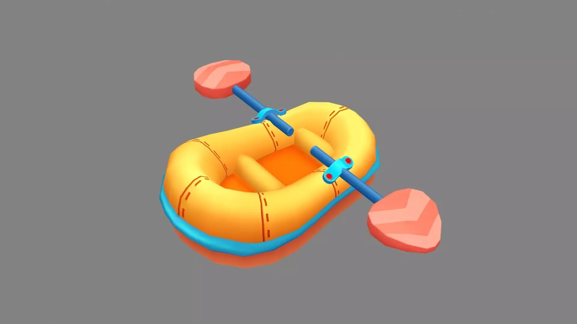 Cartoon kayaks - Inflatable boats Low-poly 3D model_0