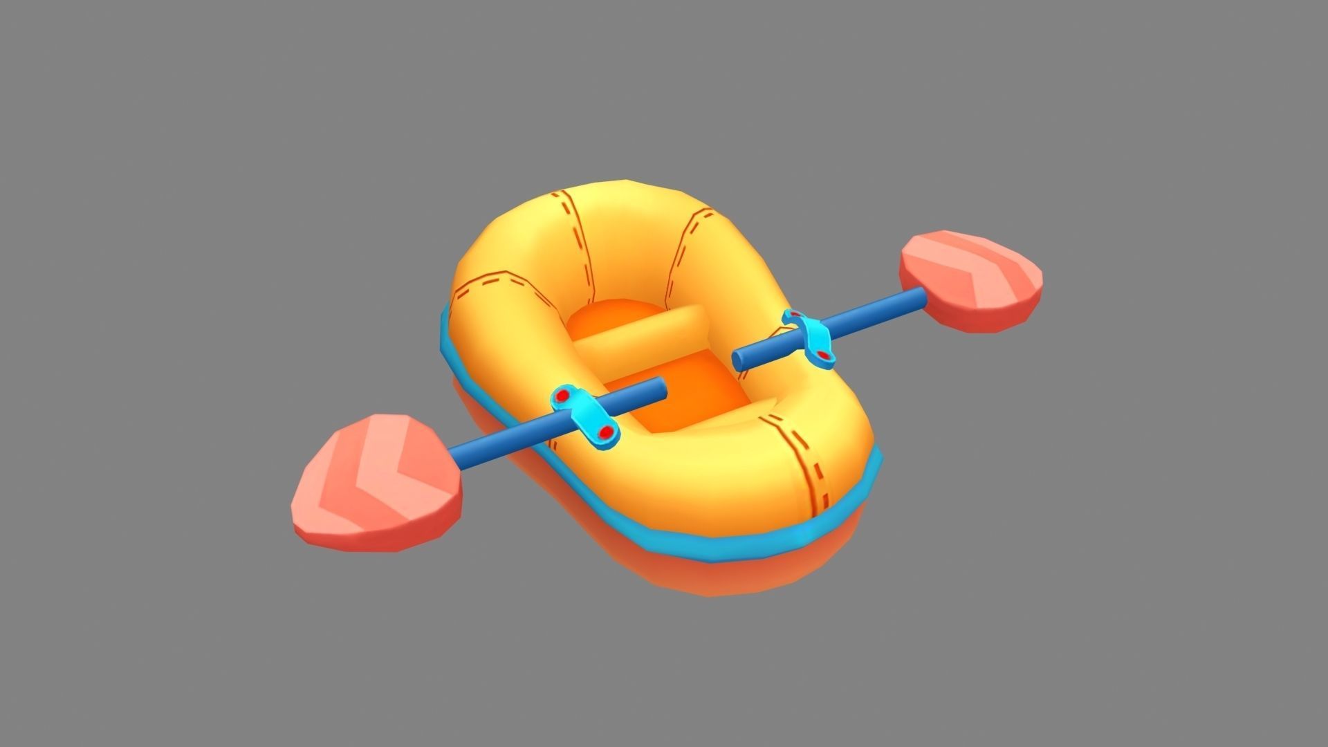 Cartoon kayaks - Inflatable boats Low-poly 3D model_2