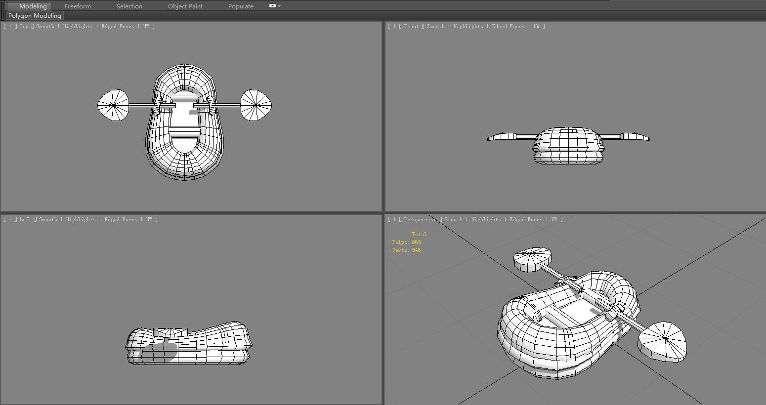 Cartoon kayaks - Inflatable boats Low-poly 3D model_6