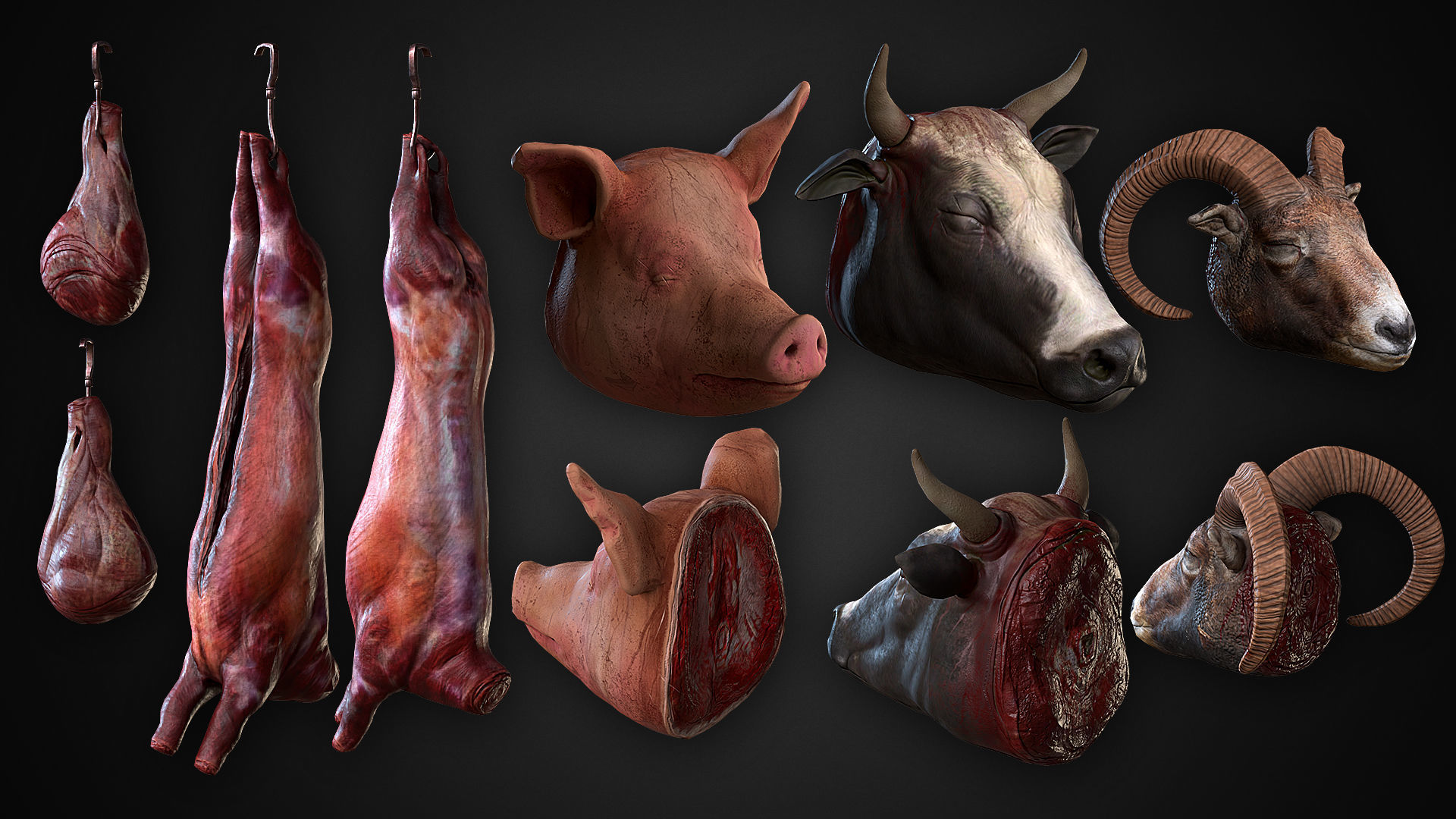 Carcasses Low-poly 3D model_4