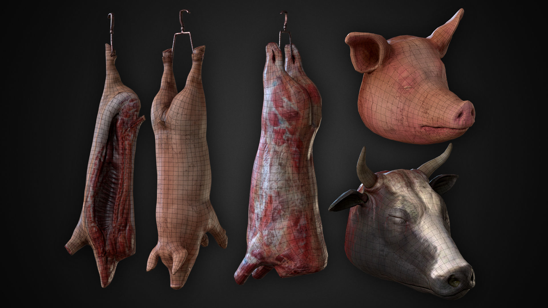 Carcasses Low-poly 3D model_5