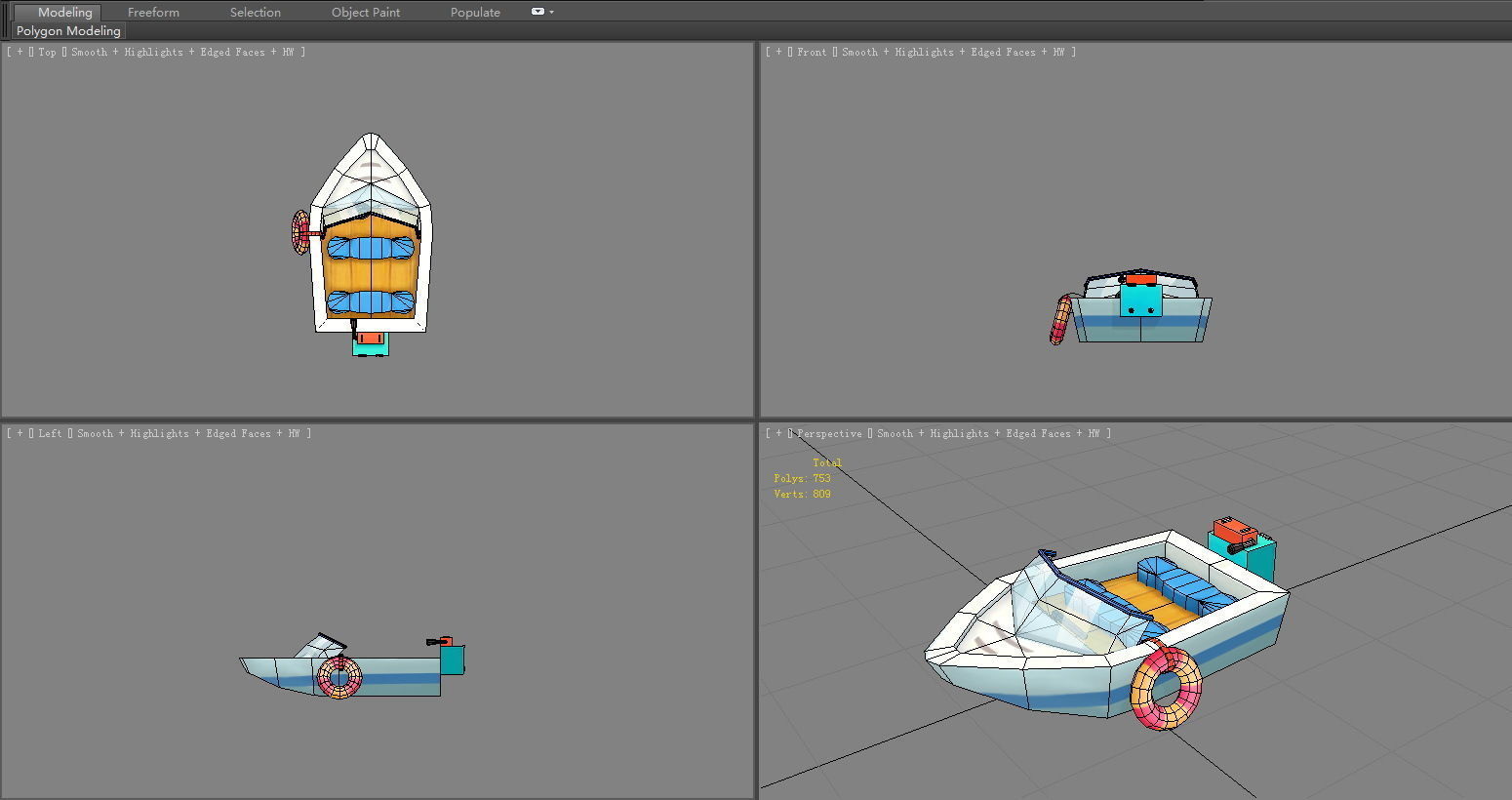 Cartoon yachts Low-poly 3D model_4