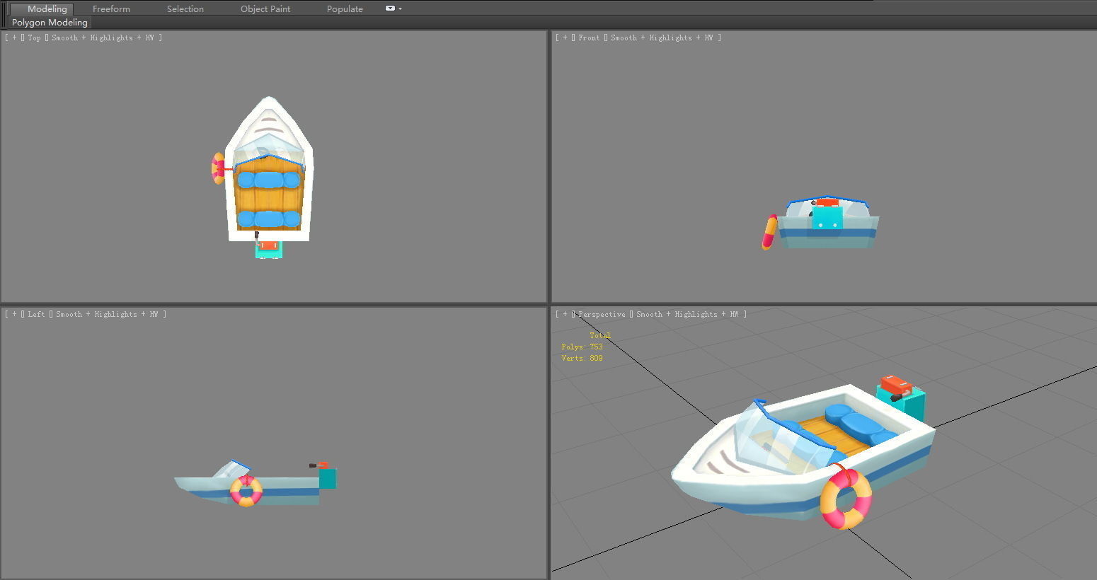 Cartoon yachts Low-poly 3D model_3