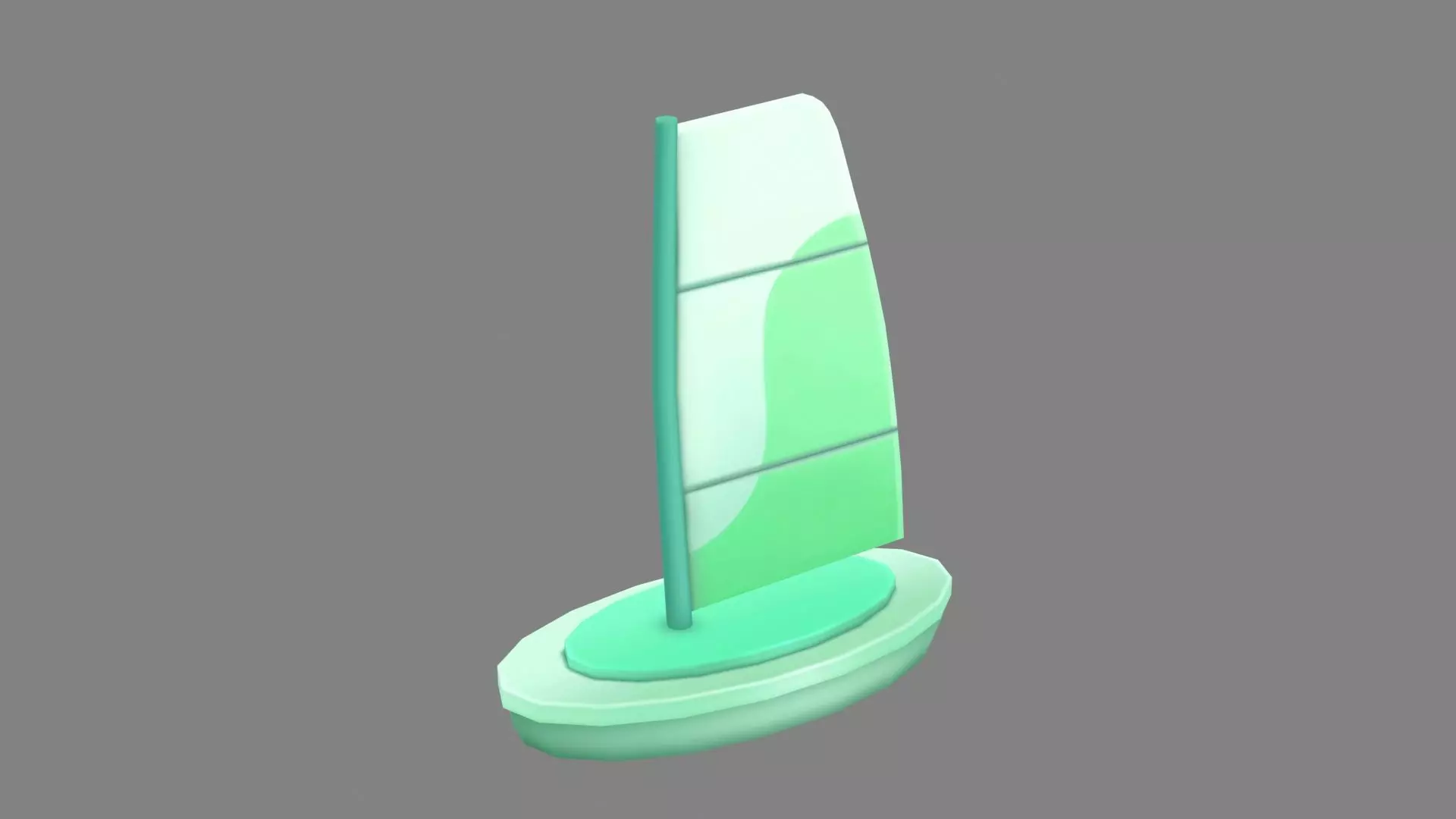 Cartoon green sailboat Low-poly 3D model_0