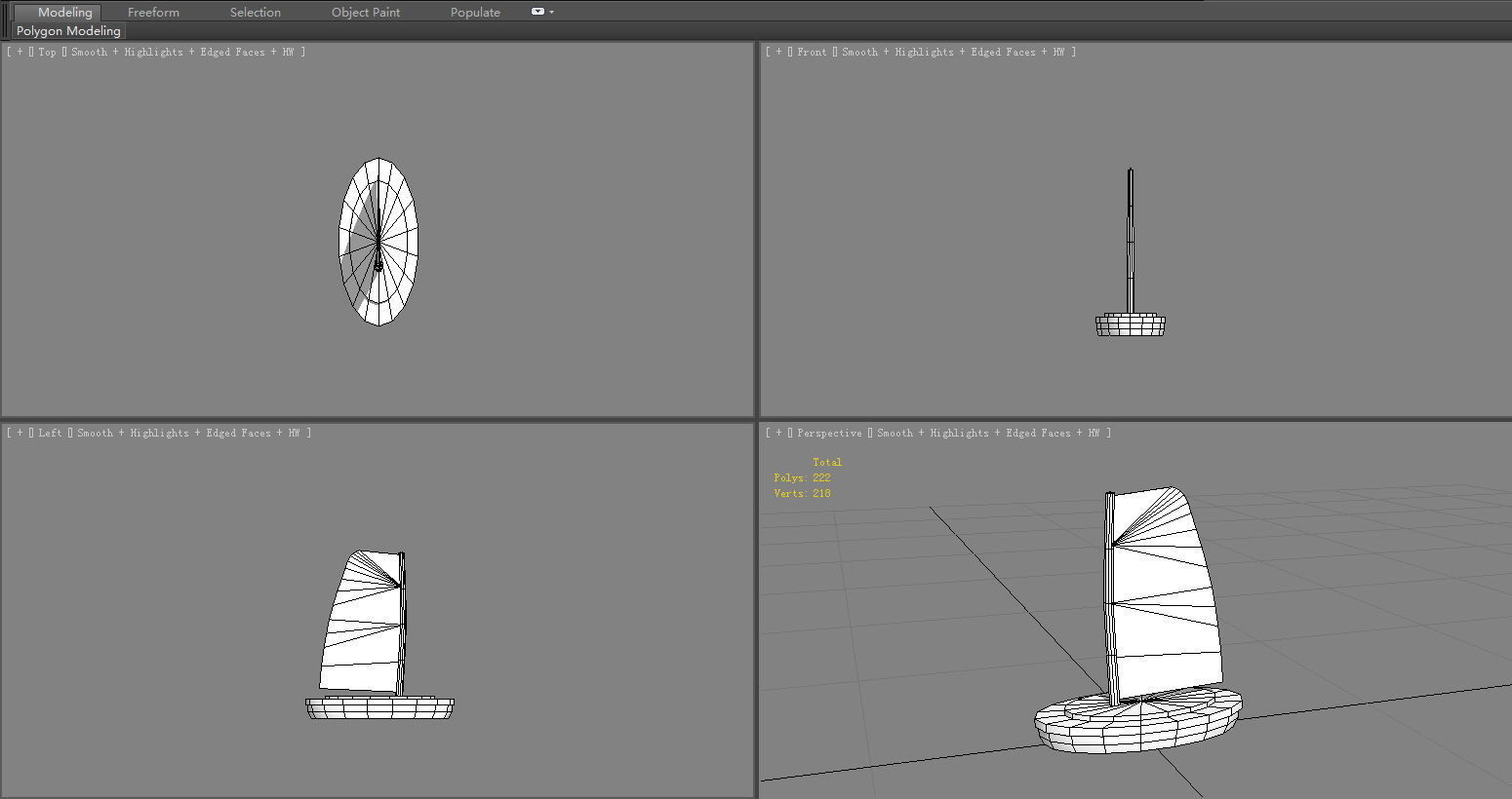 Cartoon green sailboat Low-poly 3D model_6
