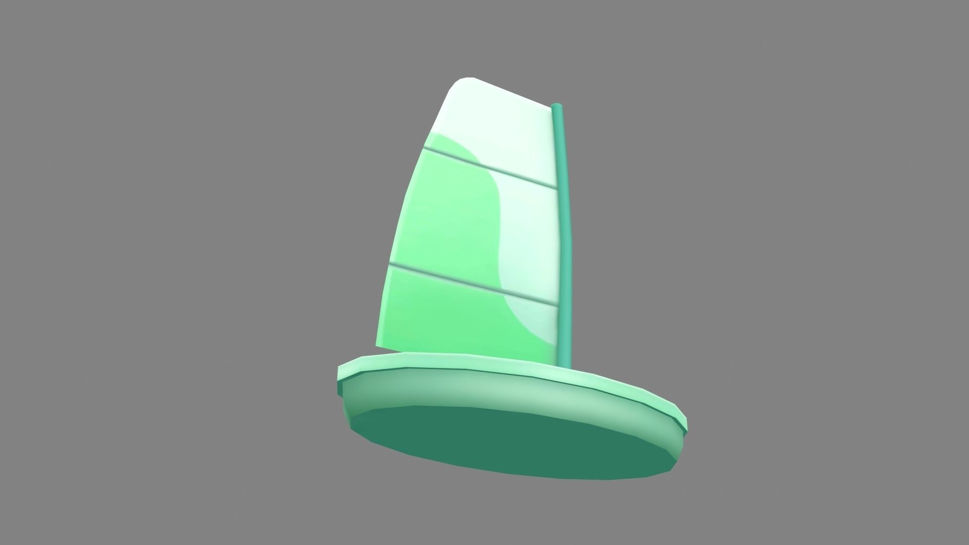 Cartoon green sailboat Low-poly 3D model_3