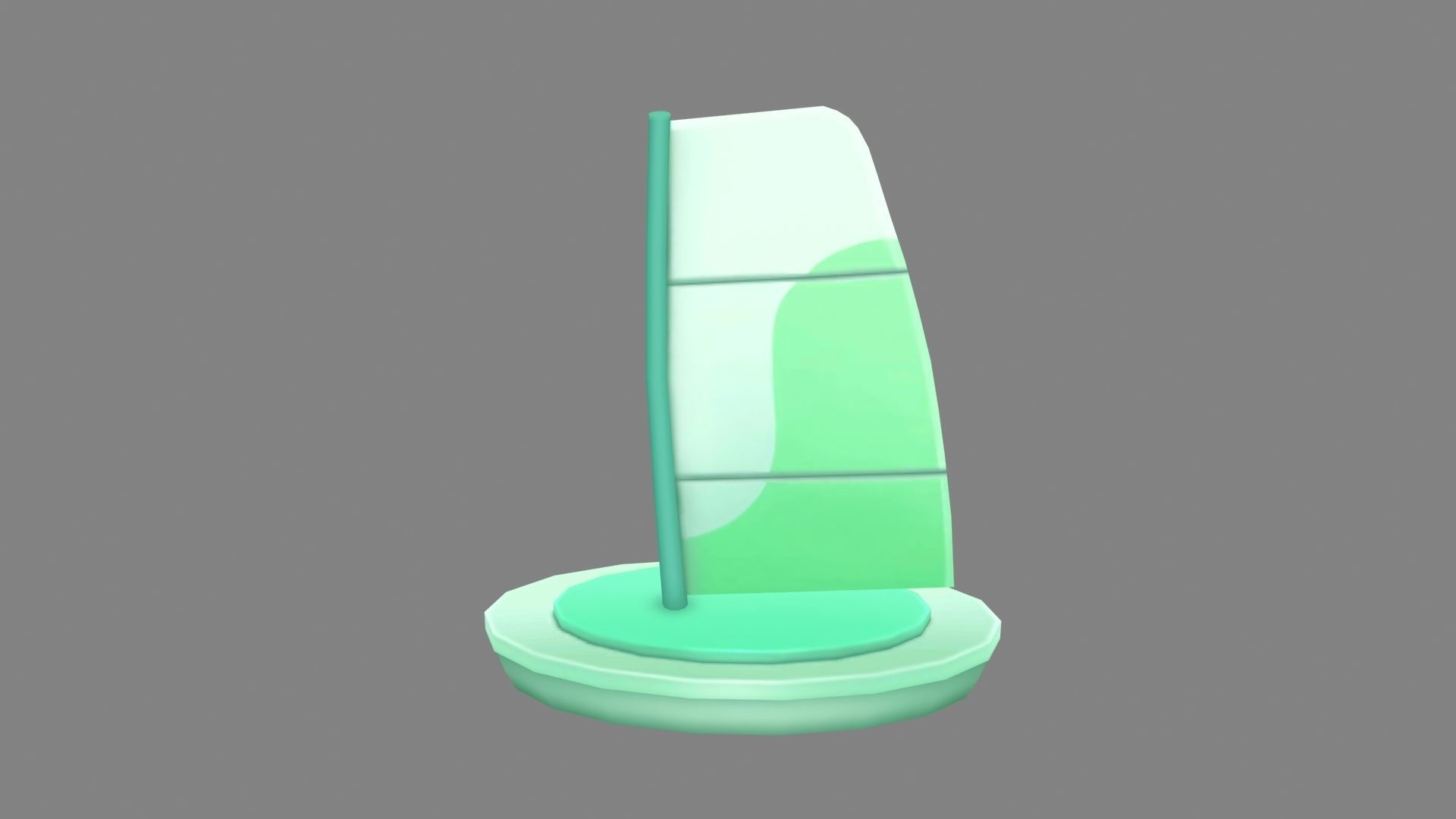 Cartoon green sailboat Low-poly 3D model_1