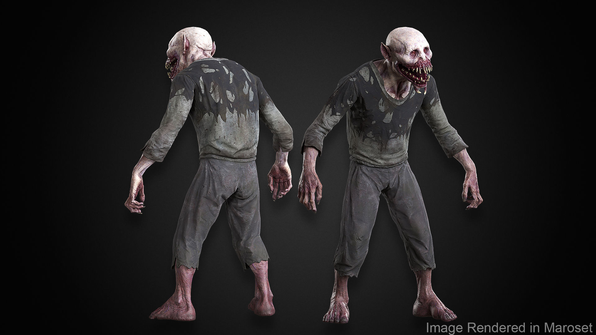 Creepy Vampire Goblin Mutant Low-poly 3D model_4