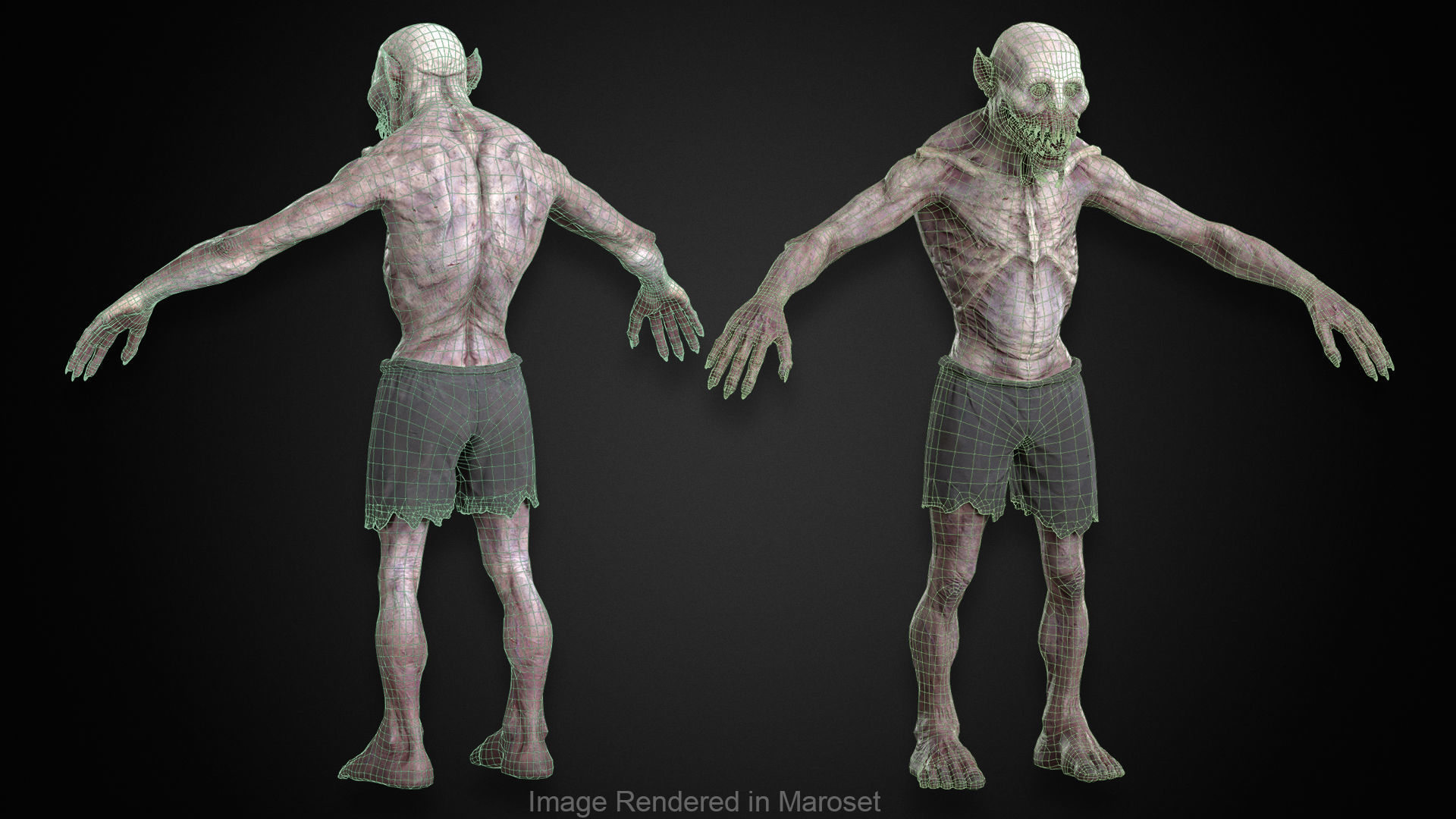 Creepy Vampire Goblin Mutant Low-poly 3D model_8