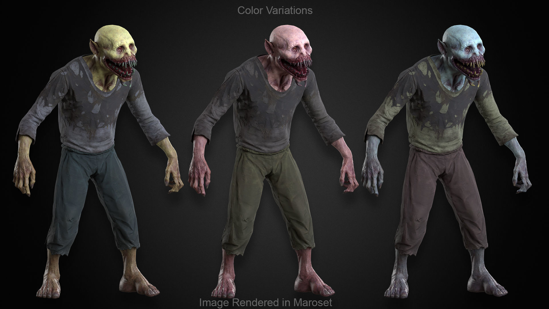Creepy Vampire Goblin Mutant Low-poly 3D model_7