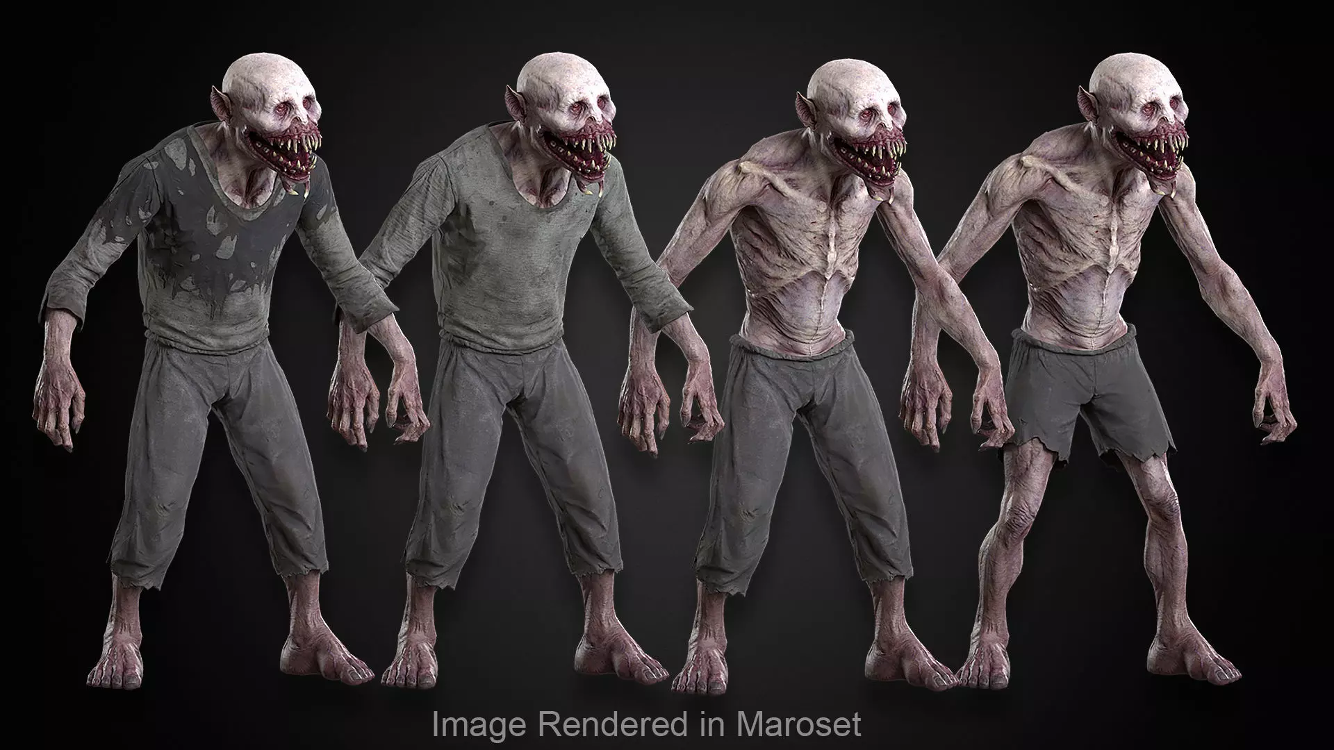 Creepy Vampire Goblin Mutant Low-poly 3D model_0