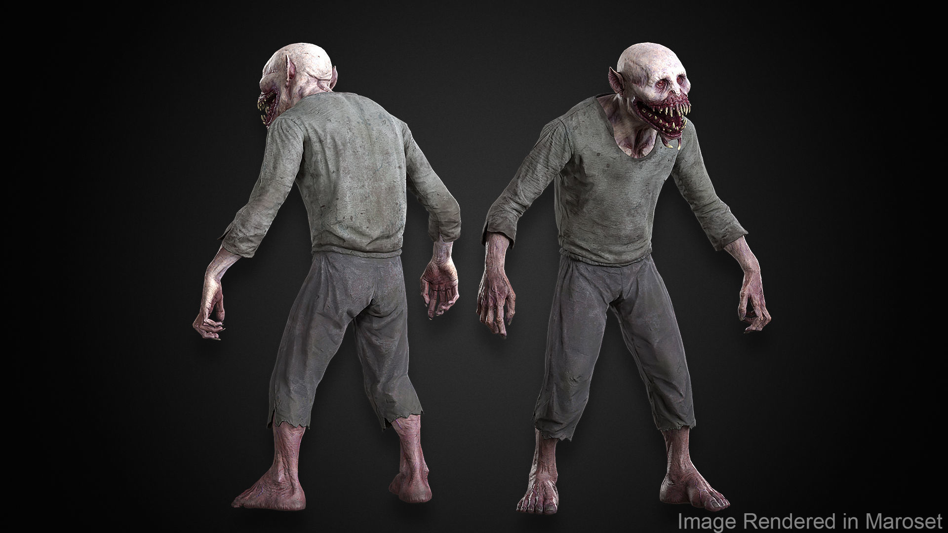 Creepy Vampire Goblin Mutant Low-poly 3D model_3