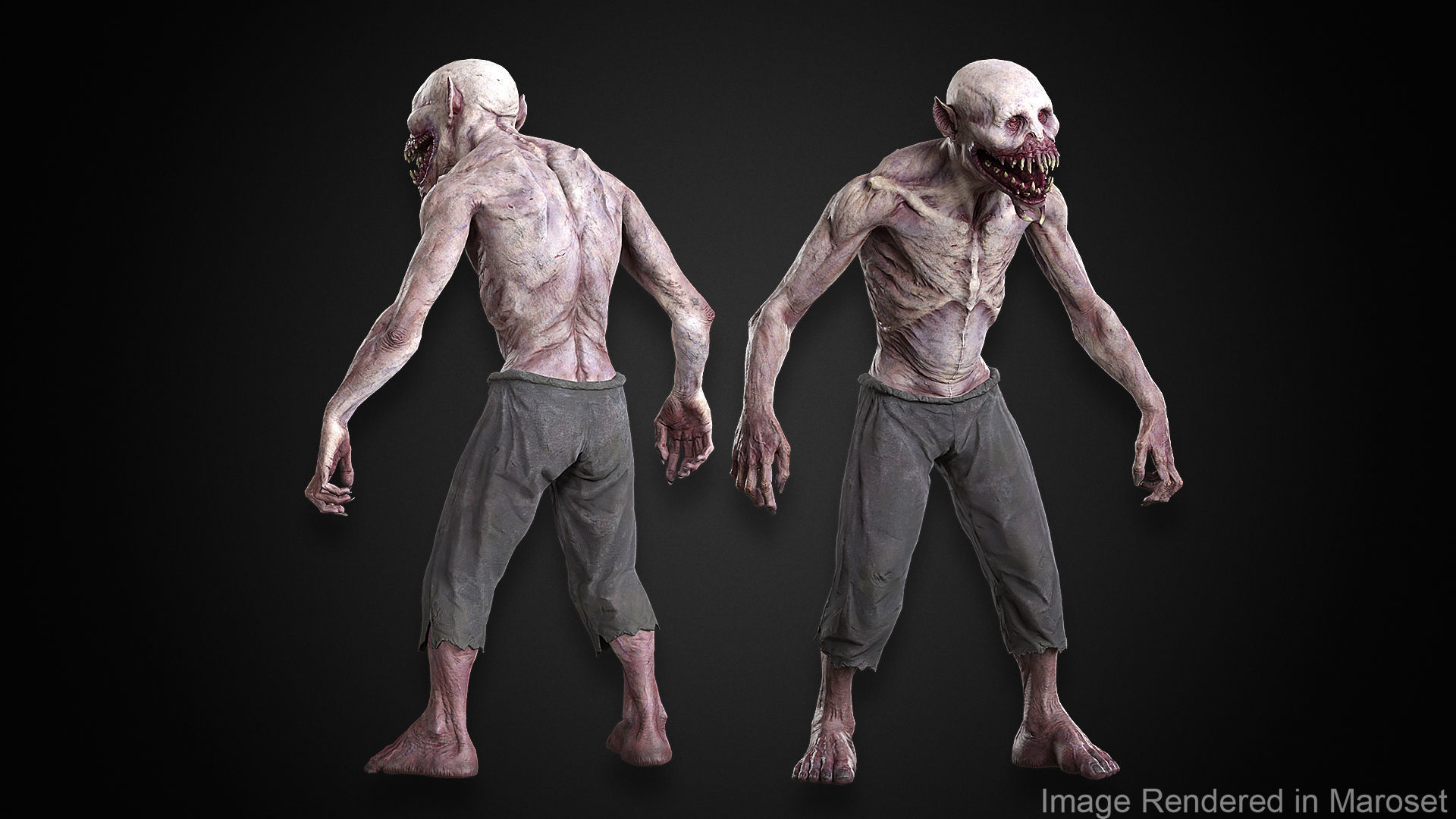 Creepy Vampire Goblin Mutant Low-poly 3D model_6