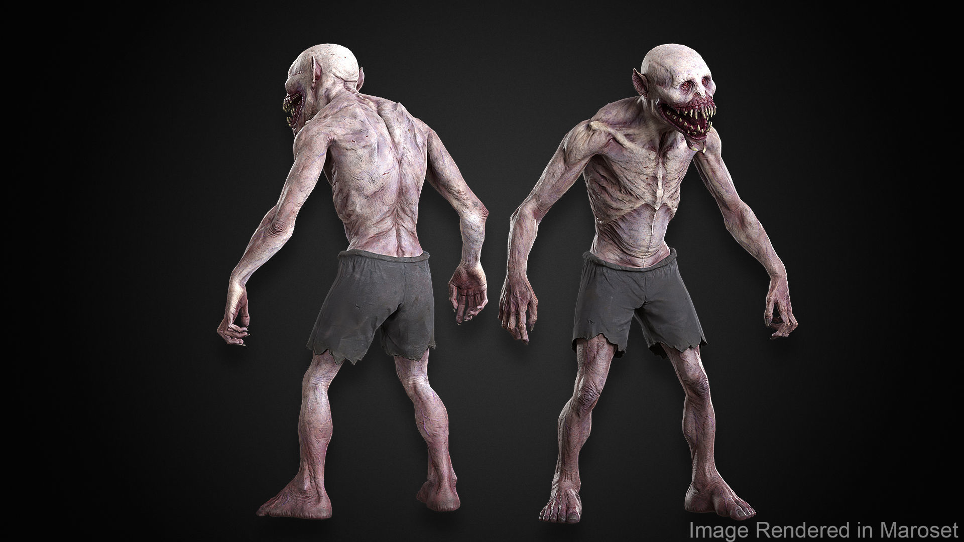 Creepy Vampire Goblin Mutant Low-poly 3D model_5