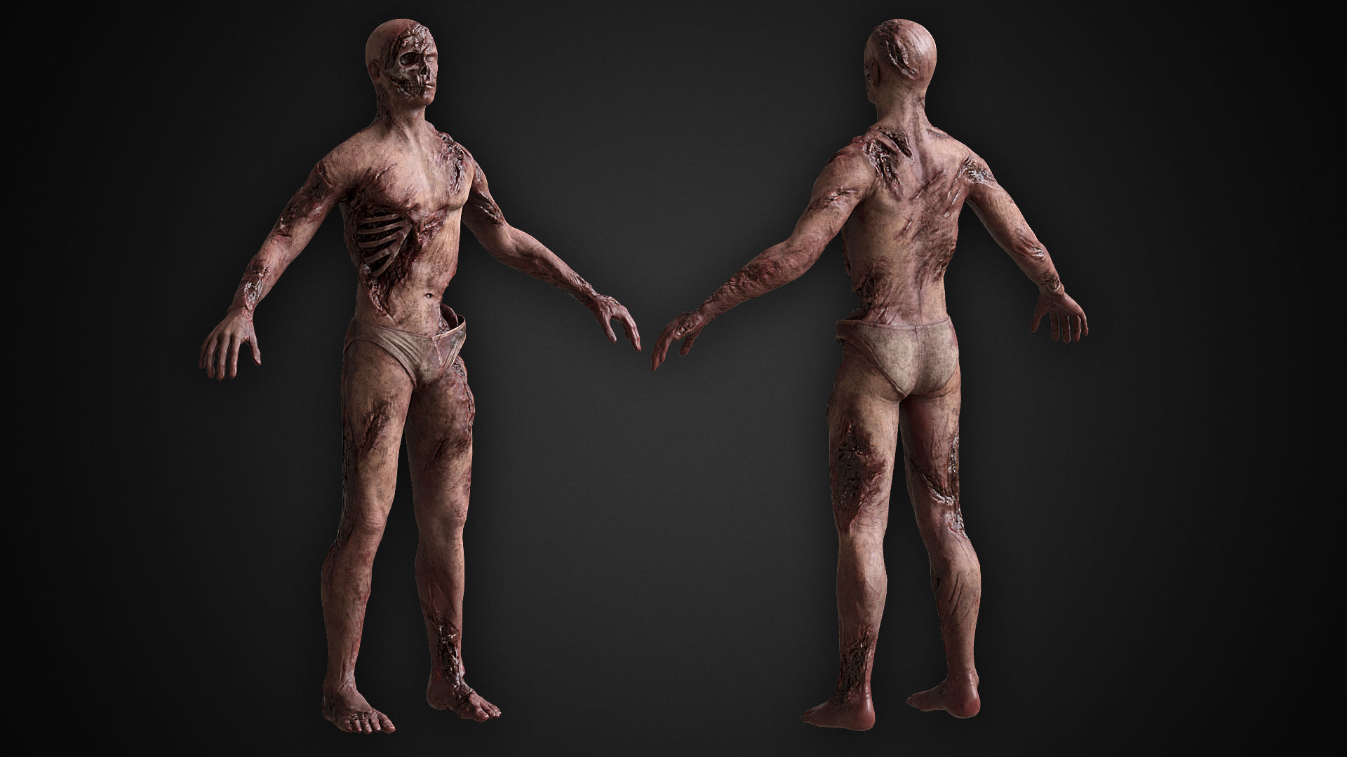 Human Corpse Low-poly 3D model_5