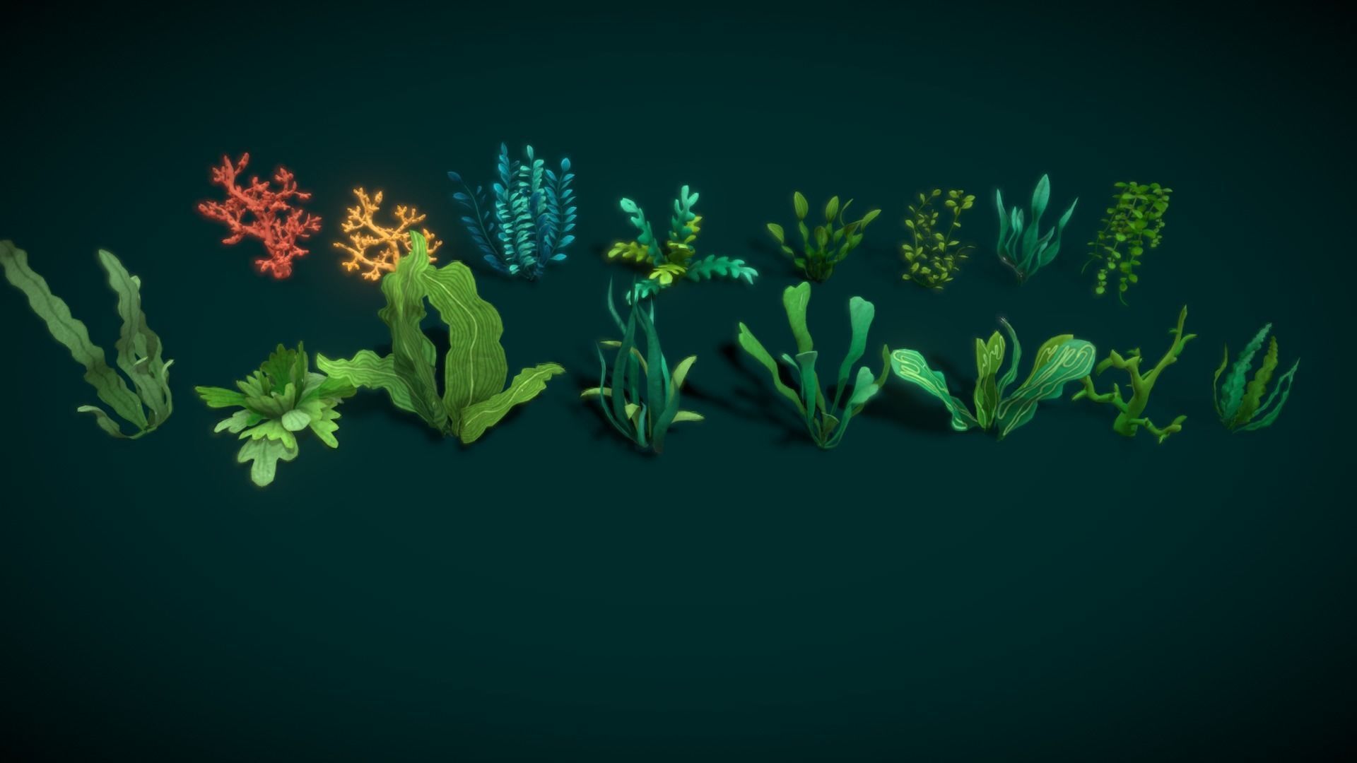 Cartoon Seaweed 10 Low-poly 3D model_18