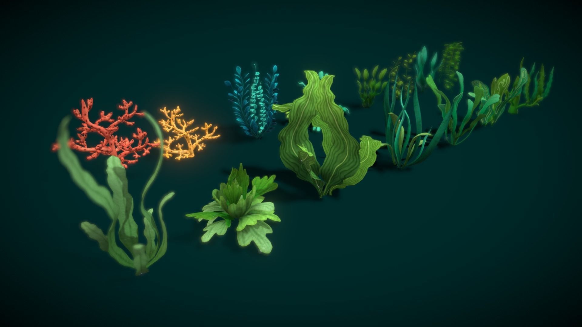 Cartoon Seaweed 10 Low-poly 3D model_19