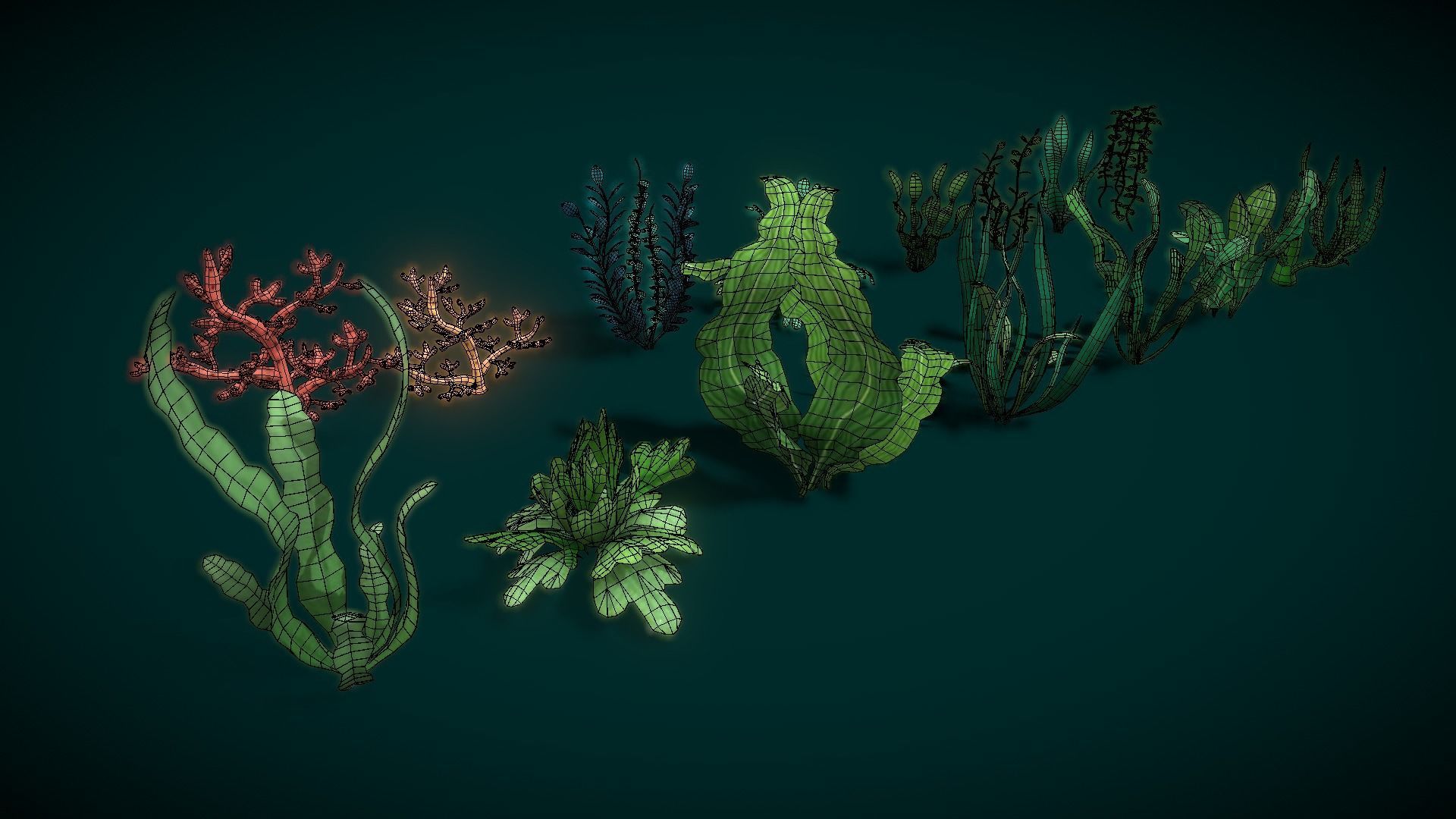 Cartoon Seaweed 10 Low-poly 3D model_20