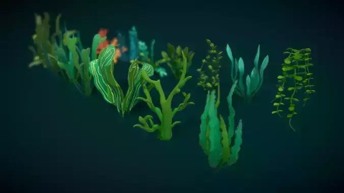Cartoon Seaweed 10 Low-poly 3D model