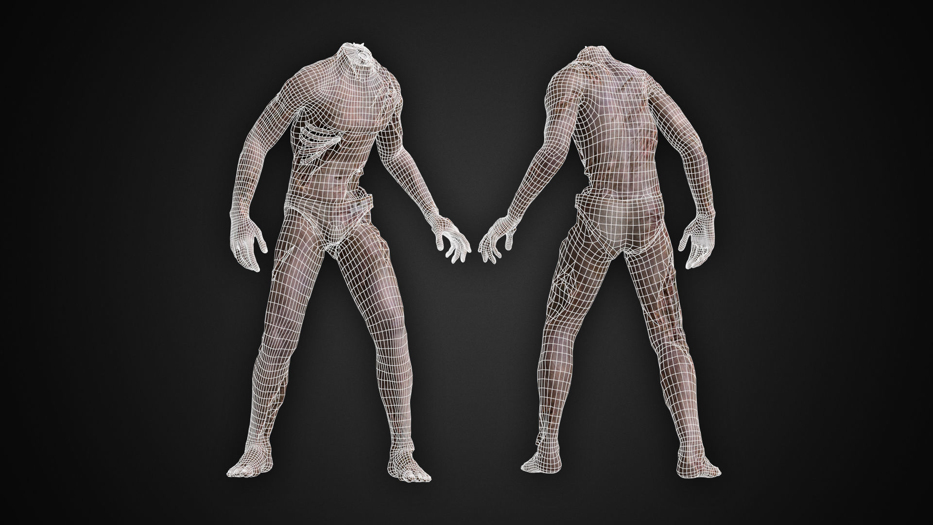 Human Corpse NoHead Low-poly 3D model_4
