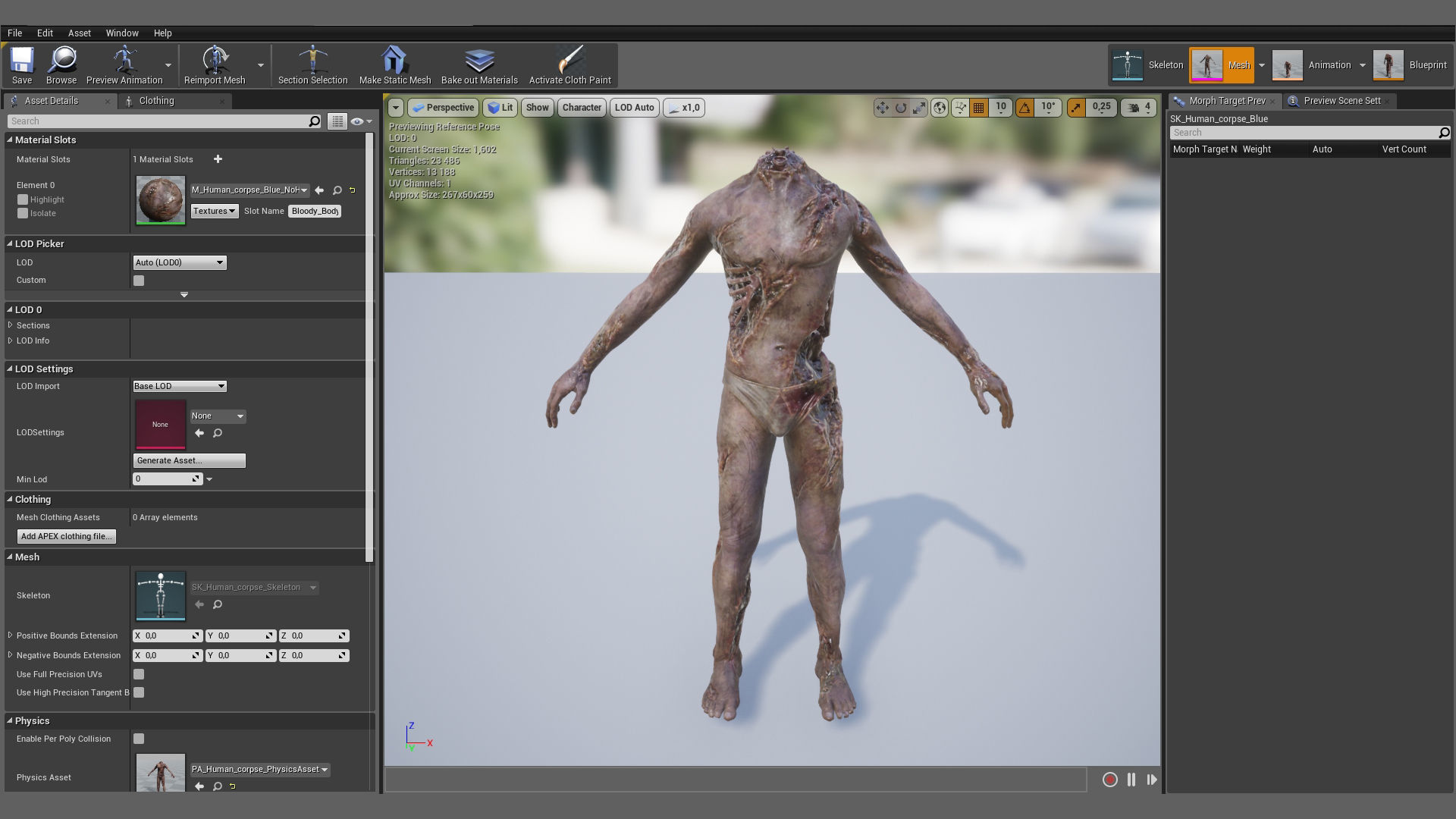 Human Corpse NoHead Low-poly 3D model_7