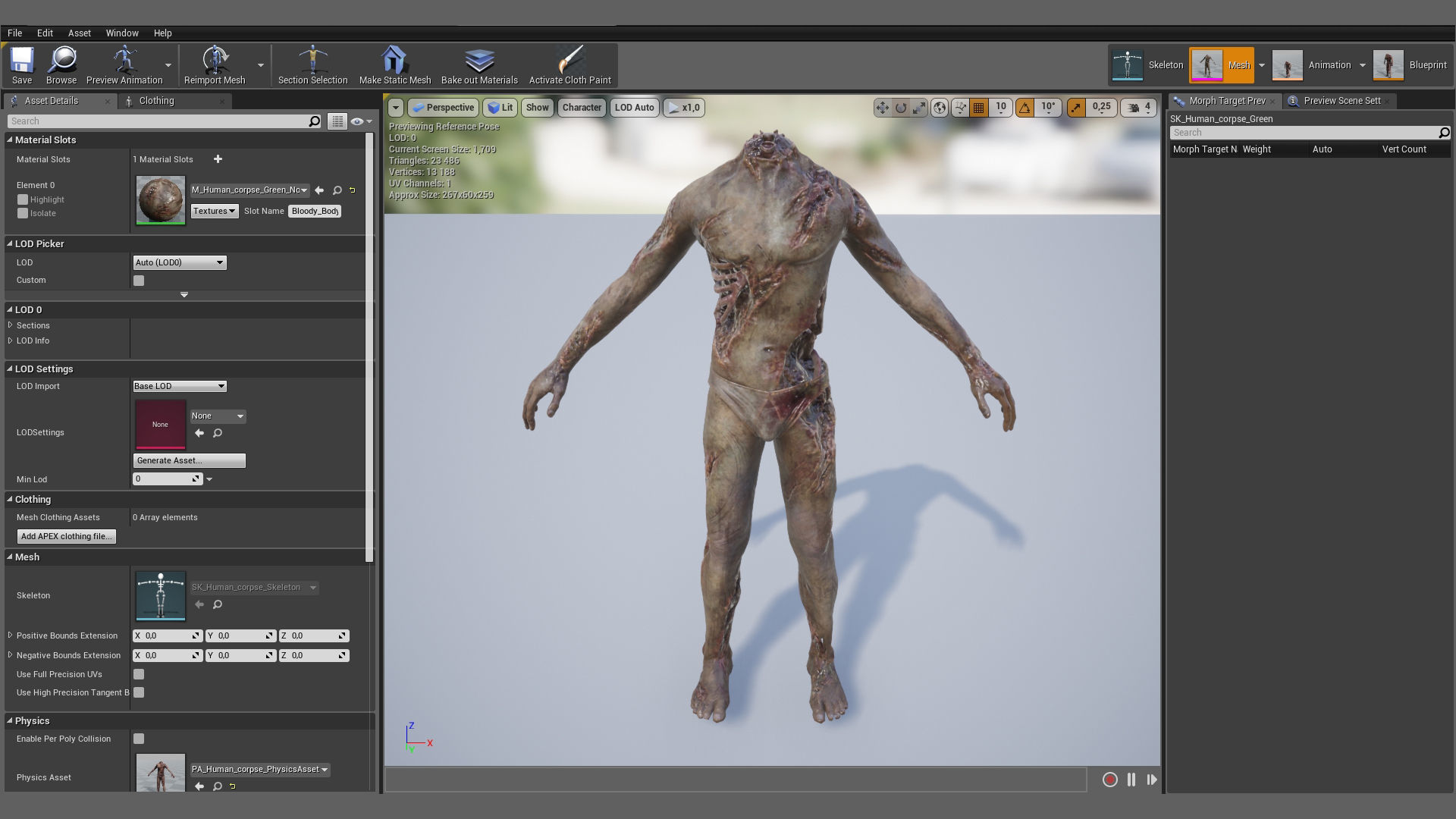 Human Corpse NoHead Low-poly 3D model_8