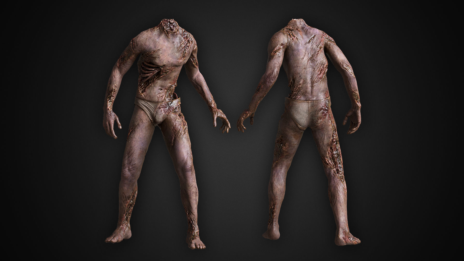 Human Corpse NoHead Low-poly 3D model_3