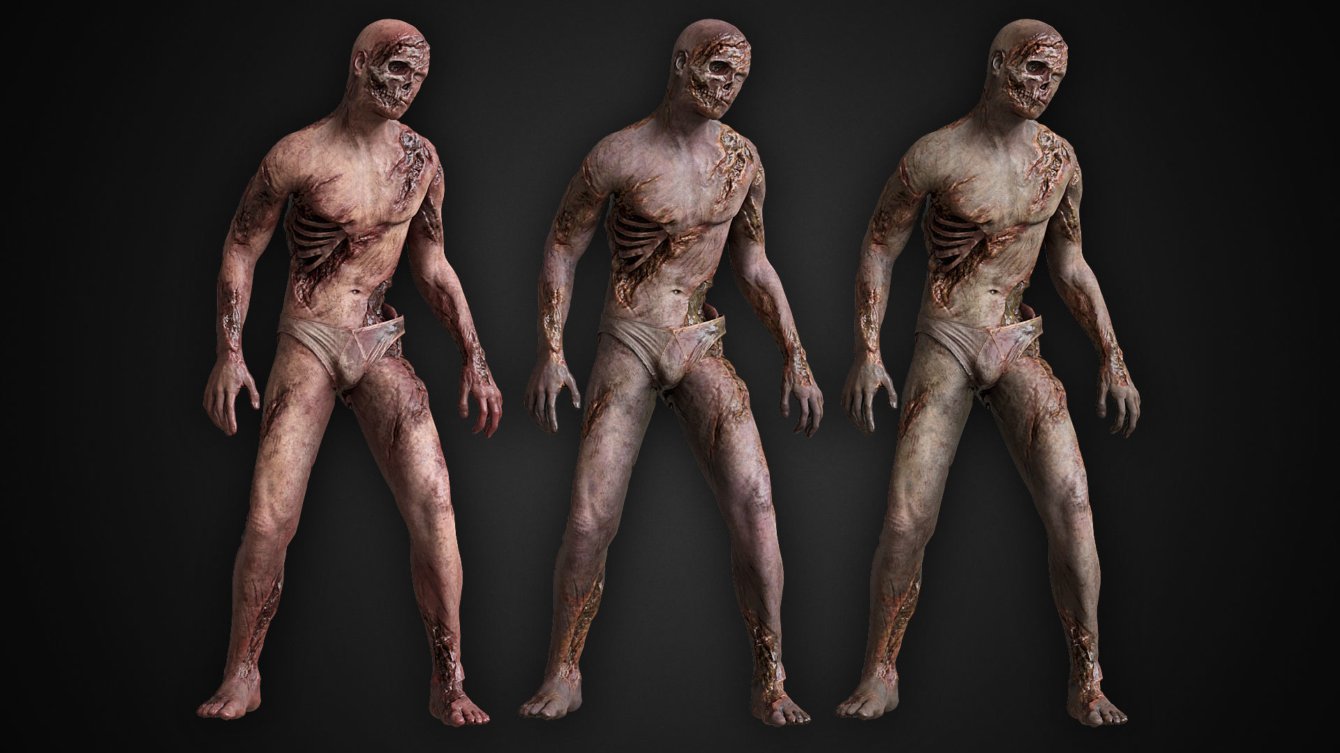 Human Corpse NoHead Low-poly 3D model_5