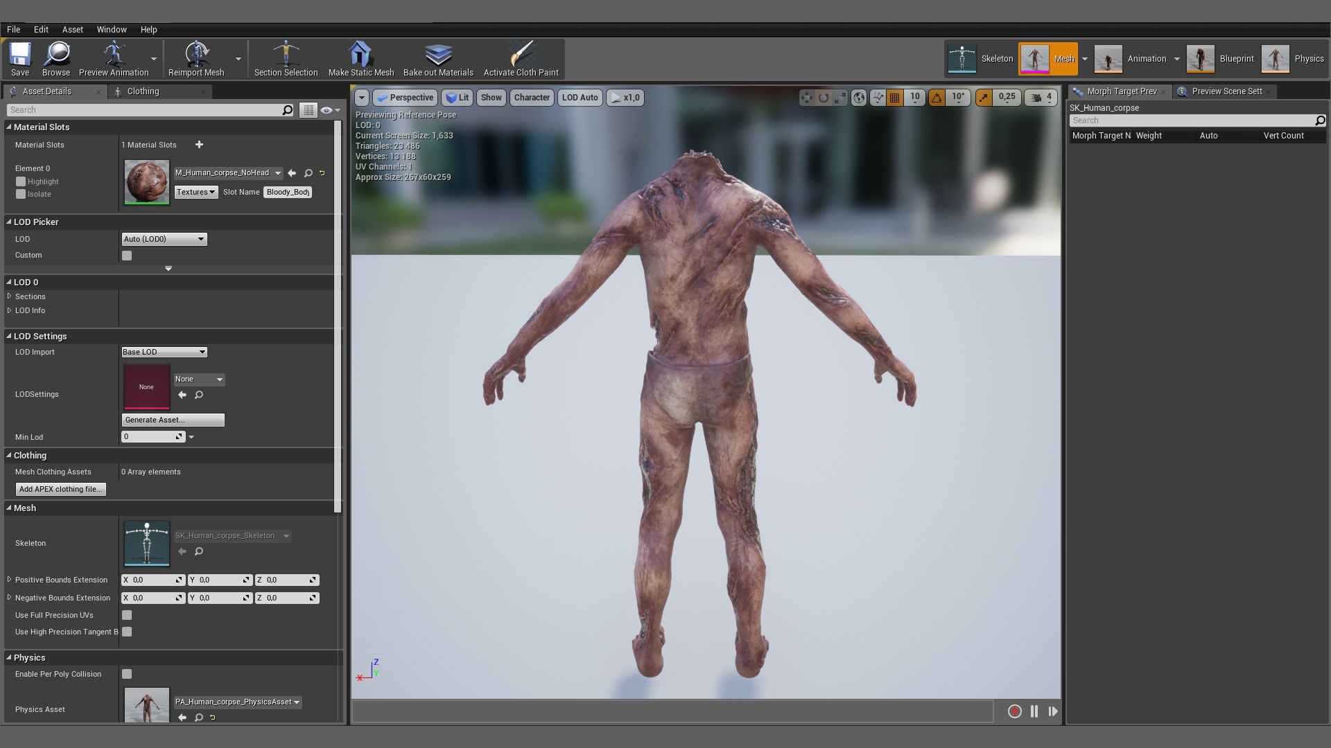 Human Corpse NoHead Low-poly 3D model_10